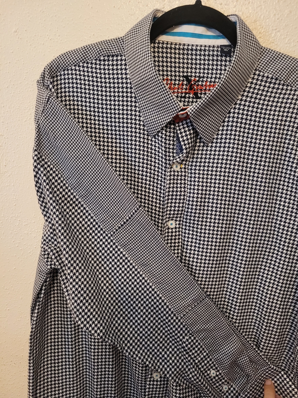 Robert Graham Men's 2XL Houndstooth Button Down Shirt Flip Cuff Cotton - Picture 2 of 8